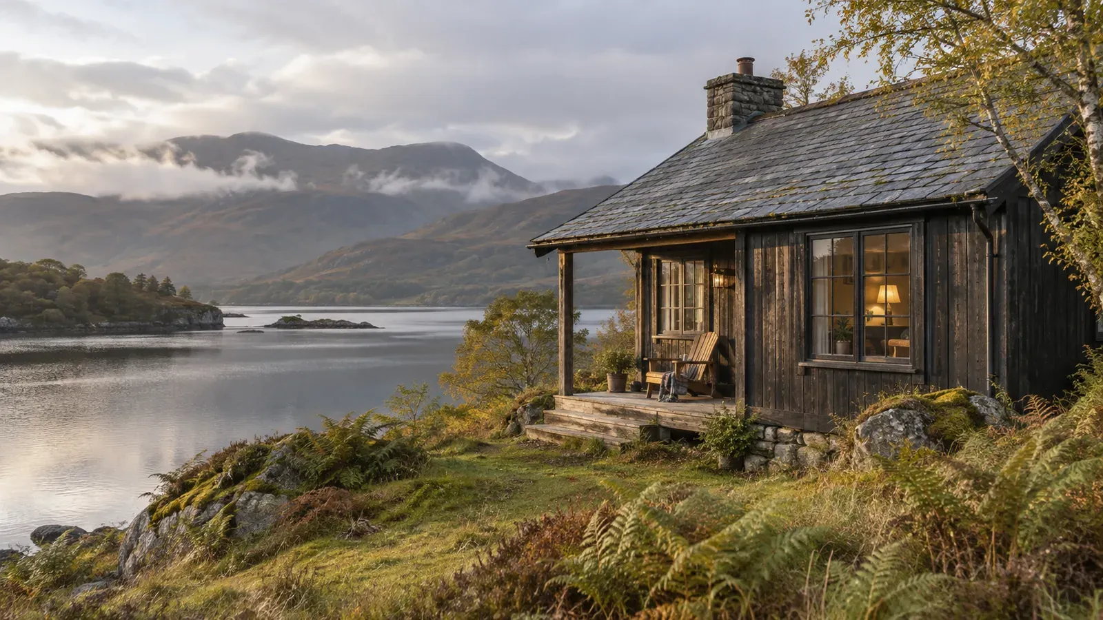 A fictional cabin by Loch Lochy