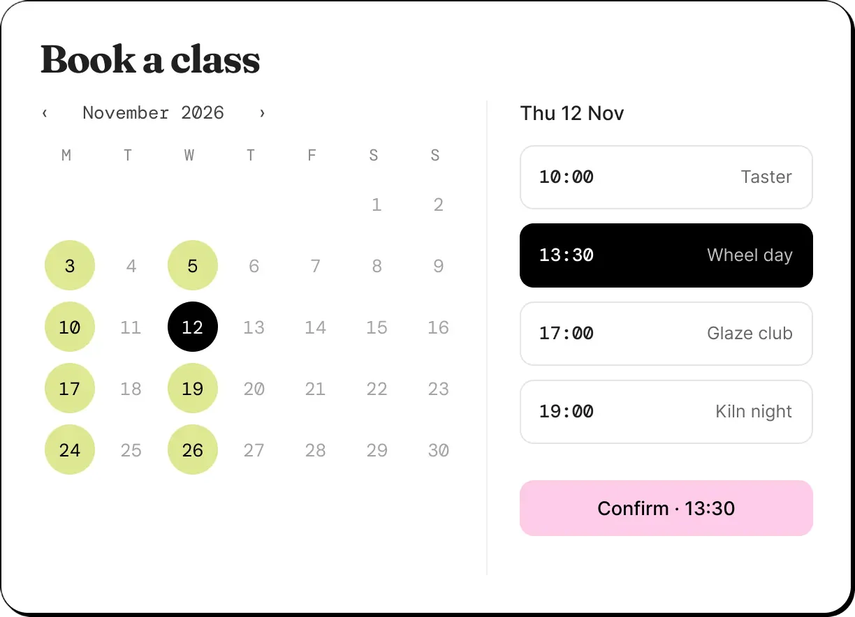 An app for booking a class