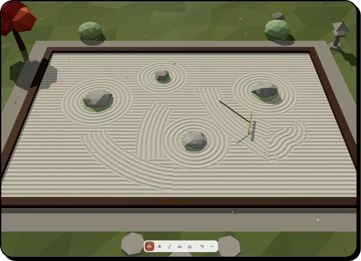 A zen garden a player rakes