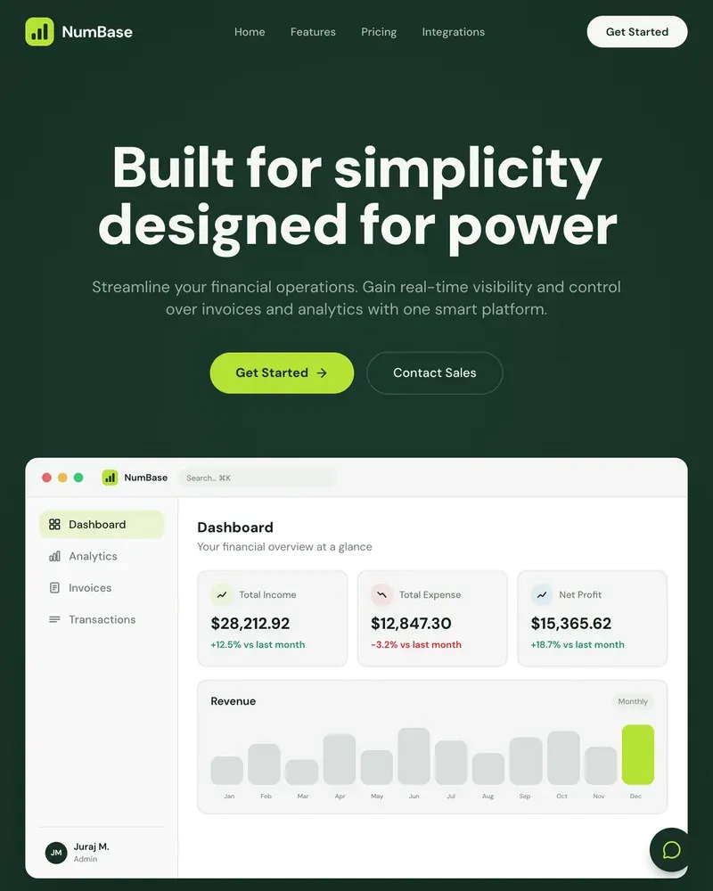 Accounting software marketing site with an AI sales chatbot