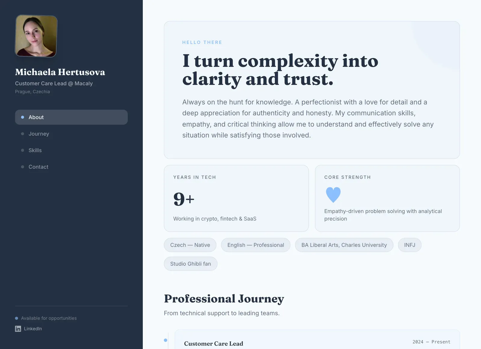 Michaela Nováková - website layout 1