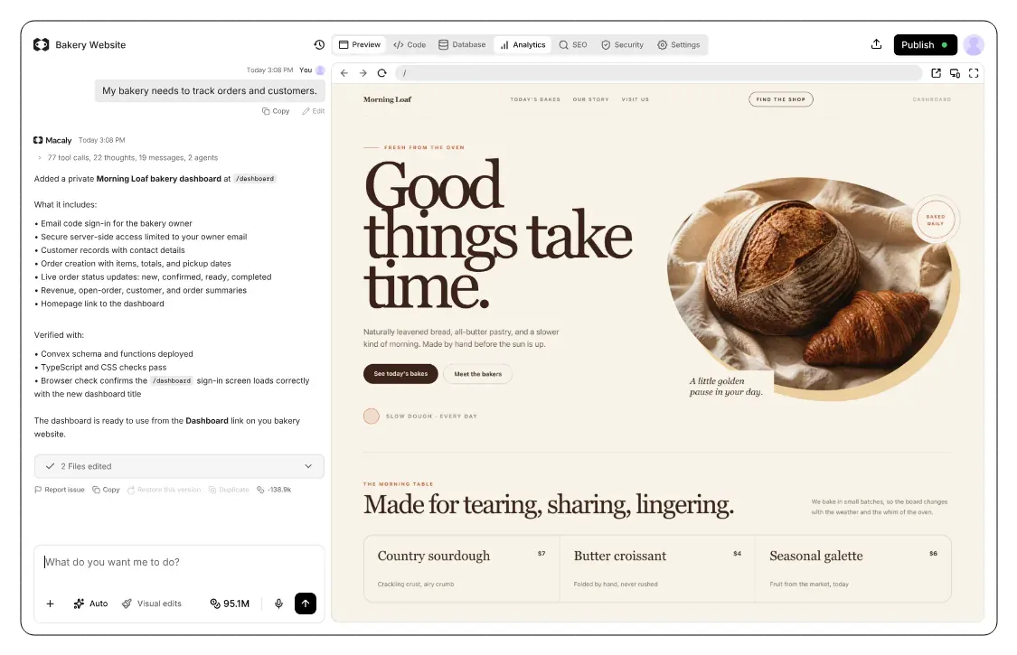 Macaly publikuje web pekárny a prohlížeč potvrzuje, že je adresa zabezpečená