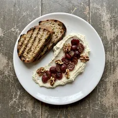 Whipped sheep's cheese as it is plated at Bar Marta