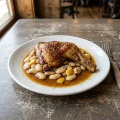 Roast chicken as it is plated at Bar Marta