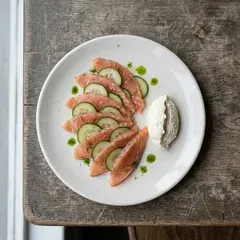 Cured trout as it is plated at Bar Marta